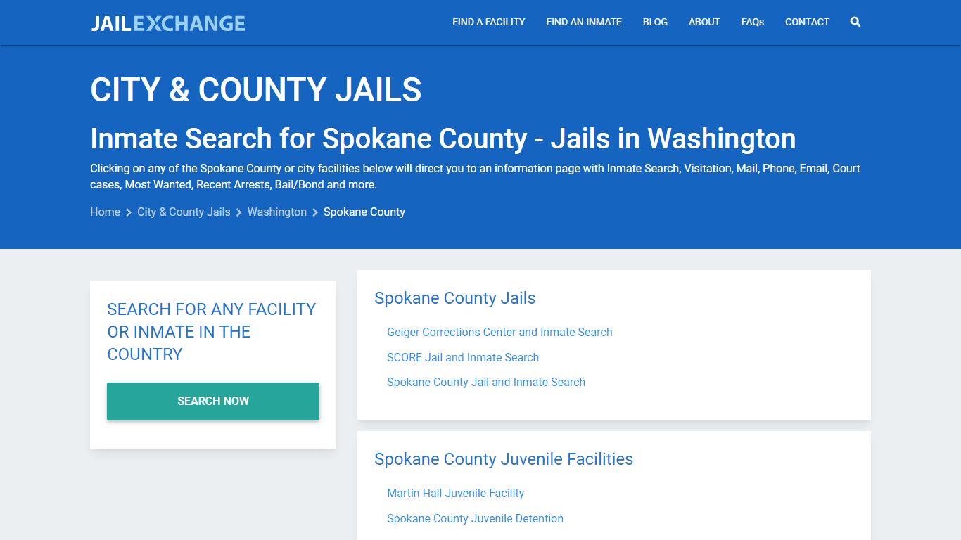 Inmate Search for Spokane County | Jails in Washington - Jail Exchange