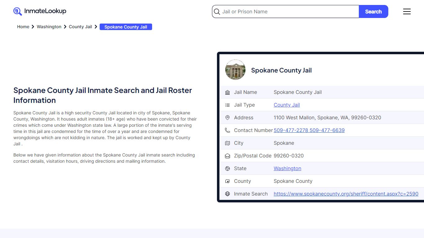 Spokane County Jail (WA) Inmate Search Washington - Inmate Lookup